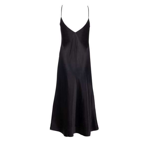 Dannijo Noir Midi Silk Slip Dress - S -Black - Picture 3 of 8
